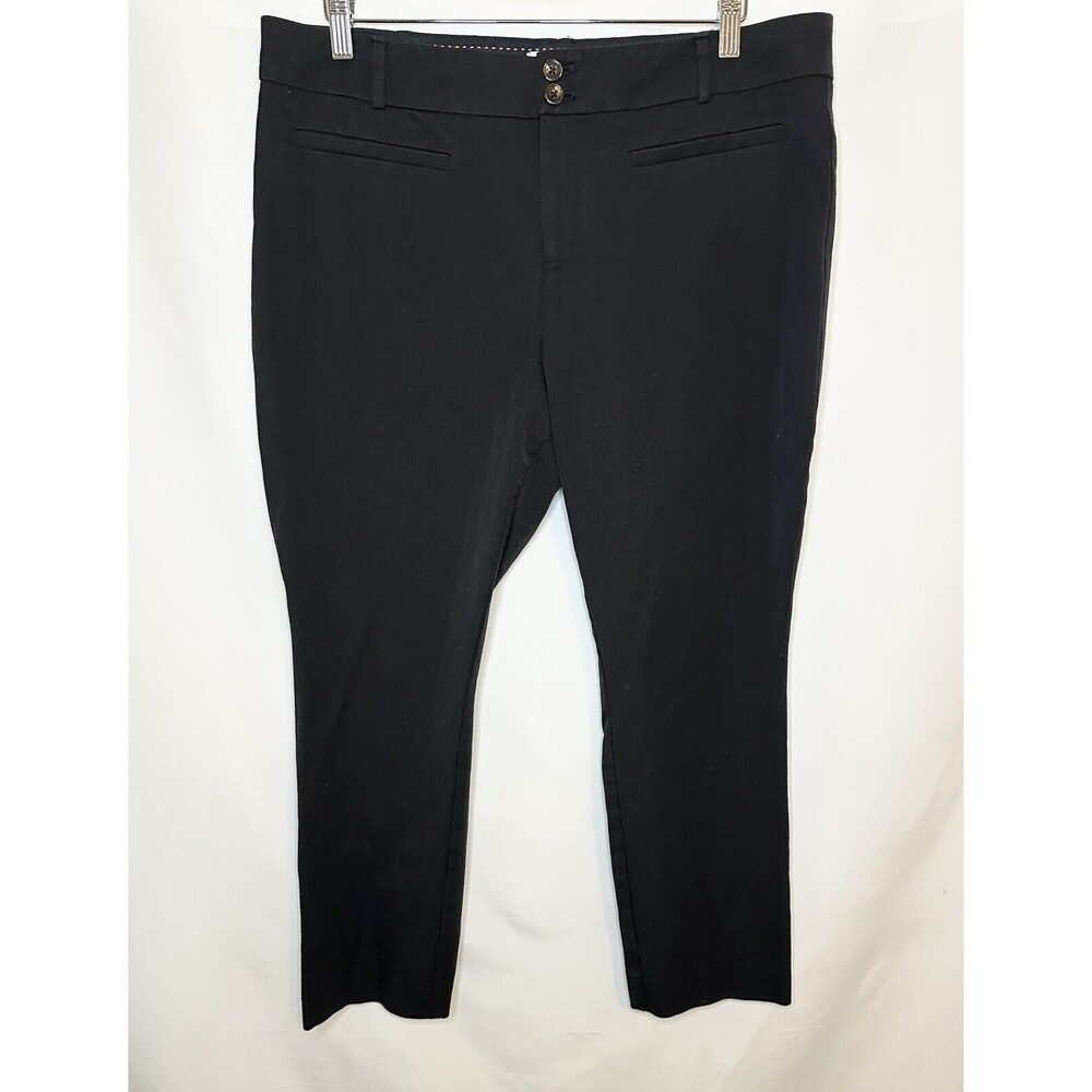 Anthropologie The Essential Slim‎ Black Straight Crop Pants Women's SIZE 16